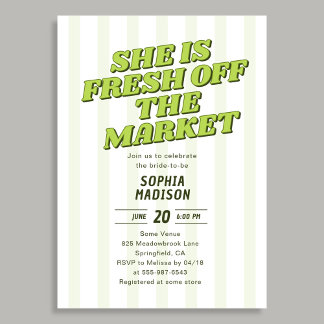 Retro She Is Fresh Off The Market Bridal Shower Invitation
