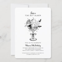 Retro She's a Tini Bit Older Hand drawn Birthday