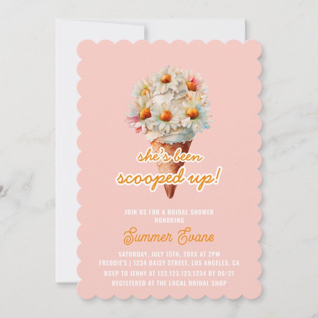 Retro Shes Been Scooped Up Ice Cream Bridal Shower Invitation (Front)