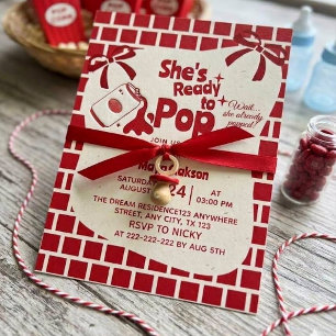 Retro She's Ready to Pop Soda Baby Shower Invitation