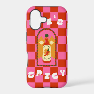 Retro She's Spicy Hot Sauce Chequerboard
