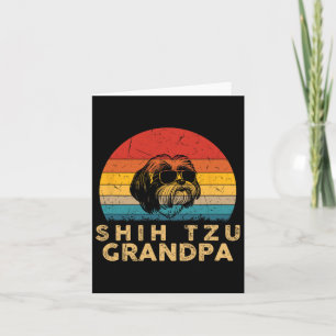 Retro Shih Tzu Grandpa Dog Lover Paw Dad Fathers D Card