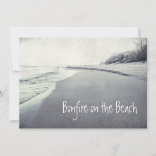 Retro Shoreline Bonfire on the Beach Cool Invitation