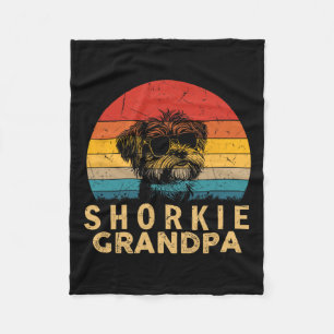 Retro Shorkie Grandpa Dog Lovers Paw Dad Fathers D Fleece Blanket