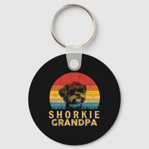 Retro Shorkie Grandpa Dog Lovers Paw Dad Fathers D Key Ring