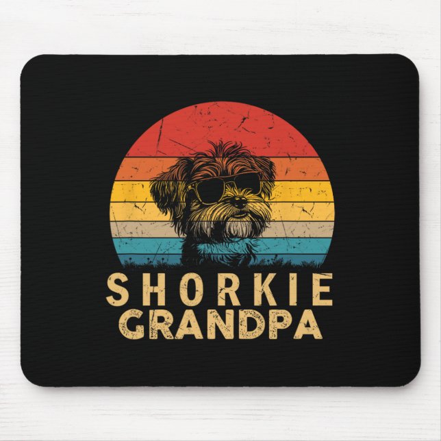 Retro Shorkie Grandpa Dog Lovers Paw Dad Fathers D Mouse Mat (Front)