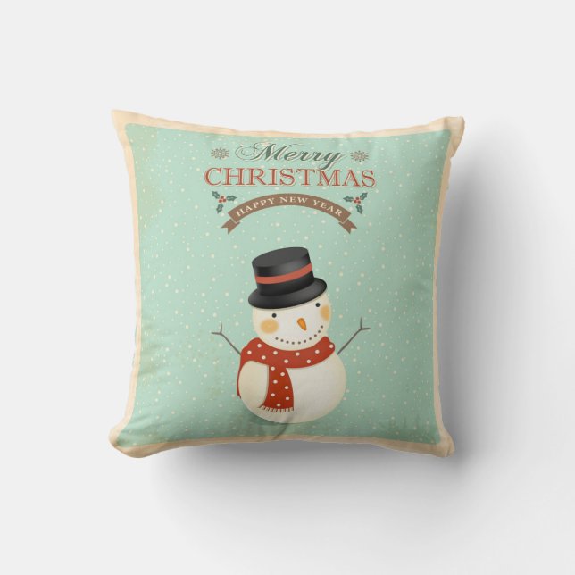 Retro Showmen Happy New Year Merry Christmas Cushion (Front)