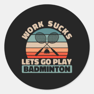 Retro Shuttle Court - Team Racquet Vintage Badmint Classic Round Sticker