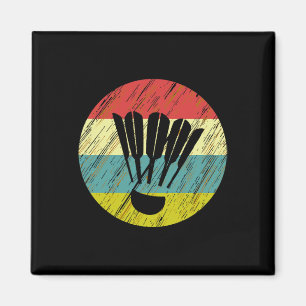 Retro Shuttle Racket Sports Badminton Player Athle Magnet