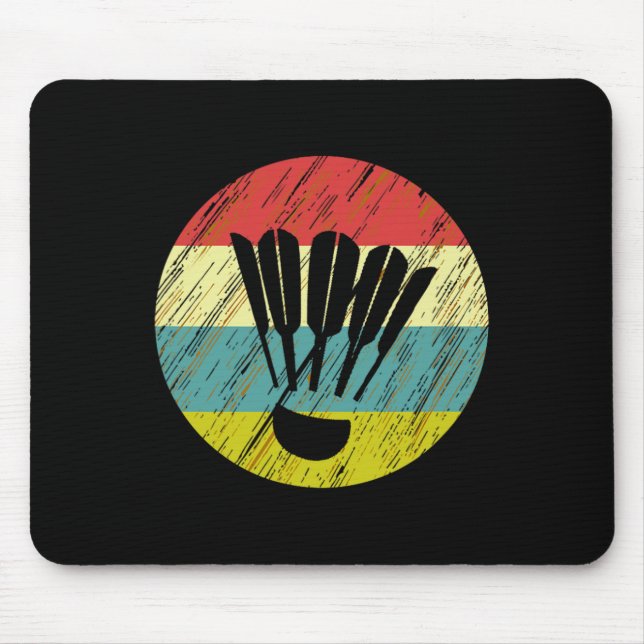 Retro Shuttle Racket Sports Badminton Player Athle Mouse Mat (Front)
