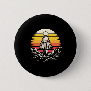 Retro Shuttle Sports Outfit Rocket Badminton Playe 6 Cm Round Badge