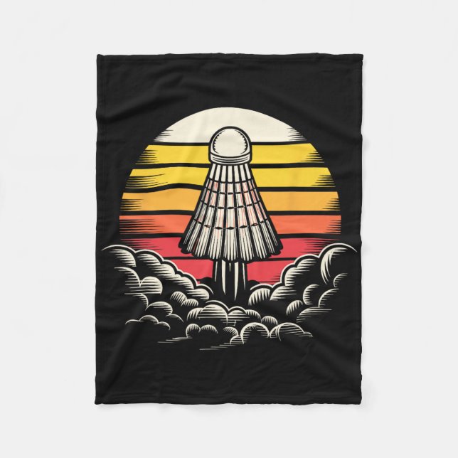 Retro Shuttle Sports Outfit Rocket Badminton Playe Fleece Blanket (Front)