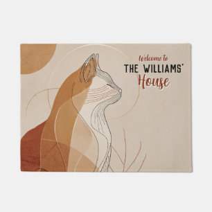 Retro Siamese Cat Mum Kitty Dad Welcome Mat