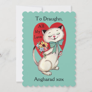 Retro Siamese Cat Valentine Card