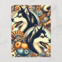 Retro Siberian Husky Illustration