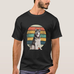 Retro Siberian Husky Mom Dad Dog T-Shirt