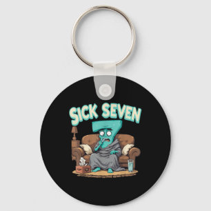 Retro Sick Seven 67 Halloween Number Design  Key Ring