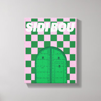 Retro Sidi Bou Said Stretched Canvas Print