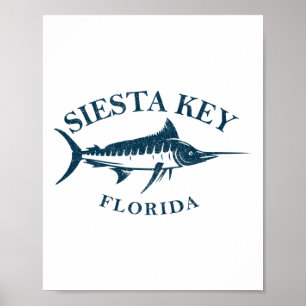 Retro Siesta Key Florida Vintage Fishing Boating  Poster