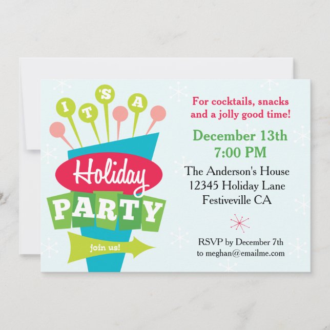 Retro Sign Holiday Party Invitation (Front)