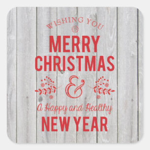 Retro Sign in Rustic Wood Merry Christmas Sticker