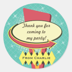 Retro Sign Party Thank You Classic Round Sticker