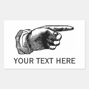 Retro sign: Vintage hand pointing finger to notice Rectangular Sticker
