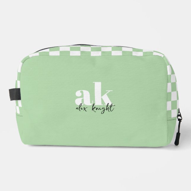 Retro Signature Monogram Chequered Dopp Kit (Front)