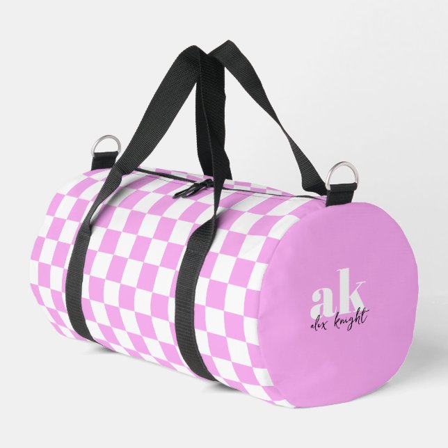 Retro Signature Monogram Chequered Duffle Bag (Left Corner)