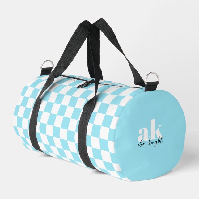 Retro Signature Monogram Chequered Duffle Bag (Left Corner)