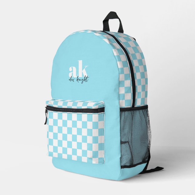 Retro Signature Monogram Chequered Printed Backpack (Back Corner Right)