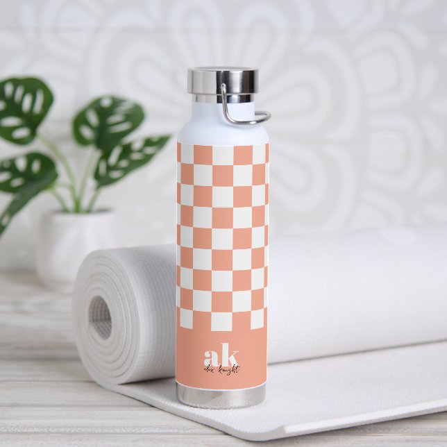 Retro Signature Monogram Chequered Water Bottle (Yoga)
