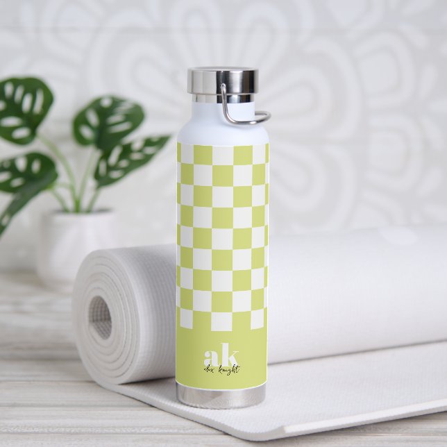 Retro Signature Monogram Chequered Water Bottle (Yoga)