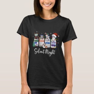 Retro Silent Night Icu Nurse Christmas Intensive C T-Shirt