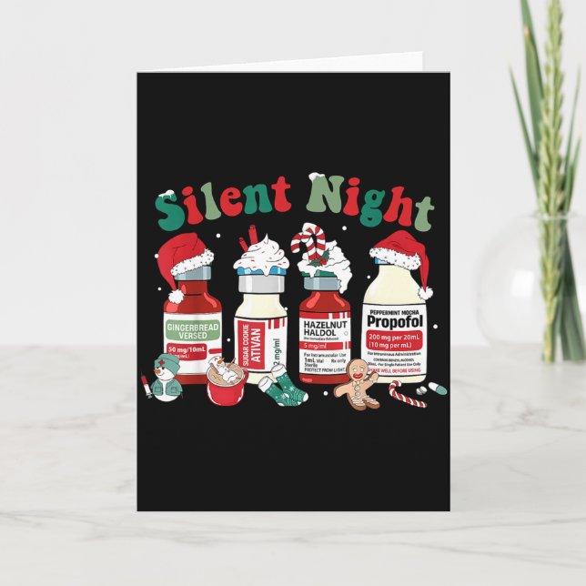 Retro Silent Night Xmas Nurse Christmas Doctor Er  Card (Front)