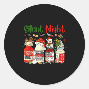 Retro Silent Night Xmas Nurse Christmas Doctor Er  Classic Round Sticker