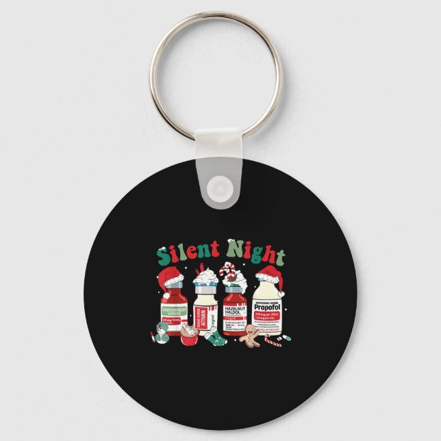 Retro Silent Night Xmas Nurse Christmas Doctor Er  Key Ring (Front)