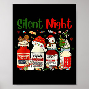 Retro Silent Night Xmas Nurse Christmas Doctor Er  Poster