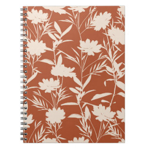 Retro silhouette meadow flowers seamless pattern i notebook