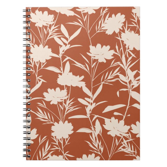 Retro silhouette meadow flowers seamless pattern i notebook (Front)