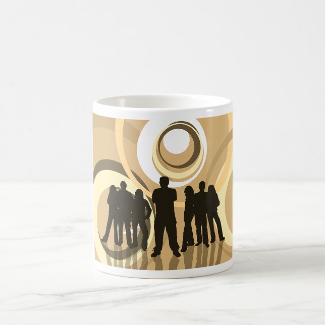 Retro Silhouette People with Abstract Circles Coffee Mug (Creator Uploaded)