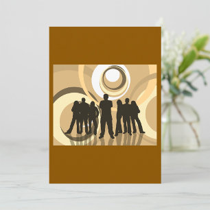 Retro Silhouette People with Abstract Circles Invitation