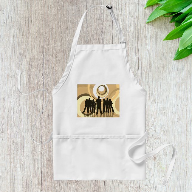 Retro Silhouette People with Abstract Circles Standard Apron (Creator Uploaded)
