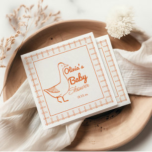 Retro Silly Goose Hand Drawn Nuetral Baby Shower Napkin