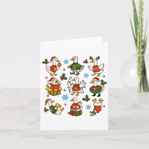 Retro Silly Goose Santa Christmas Cute Merry Goose Card