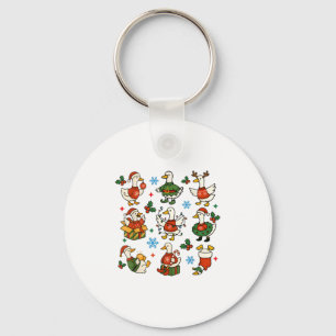 Retro Silly Goose Santa Christmas Cute Merry Goose Key Ring