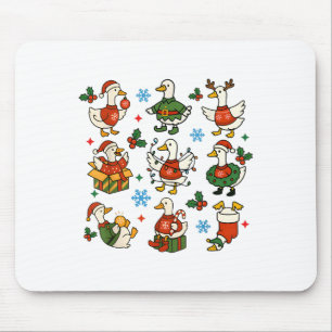 Retro Silly Goose Santa Christmas Cute Merry Goose Mouse Mat
