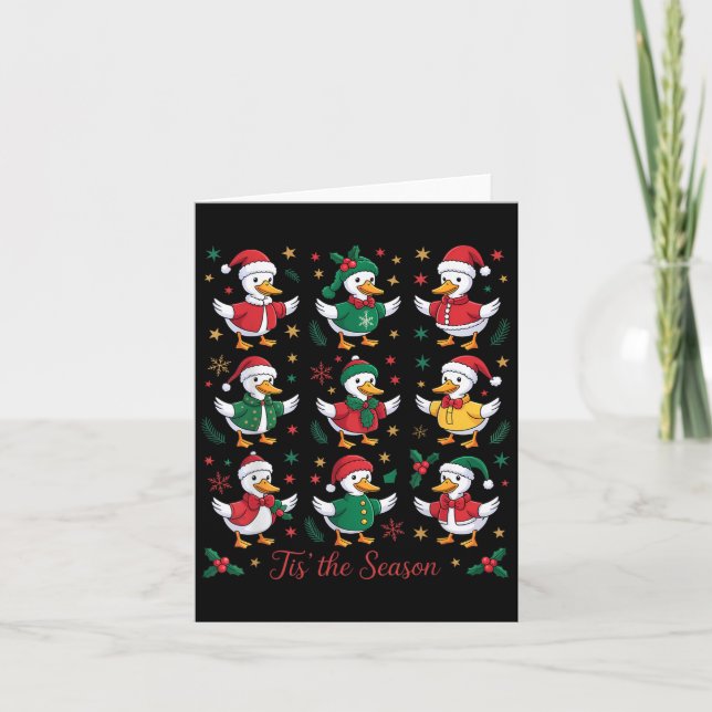 Retro Silly Goose Santa Cute Merry Christmas Tis T Card (Front)