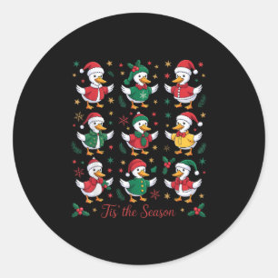 Retro Silly Goose Santa Cute Merry Christmas Tis T Classic Round Sticker