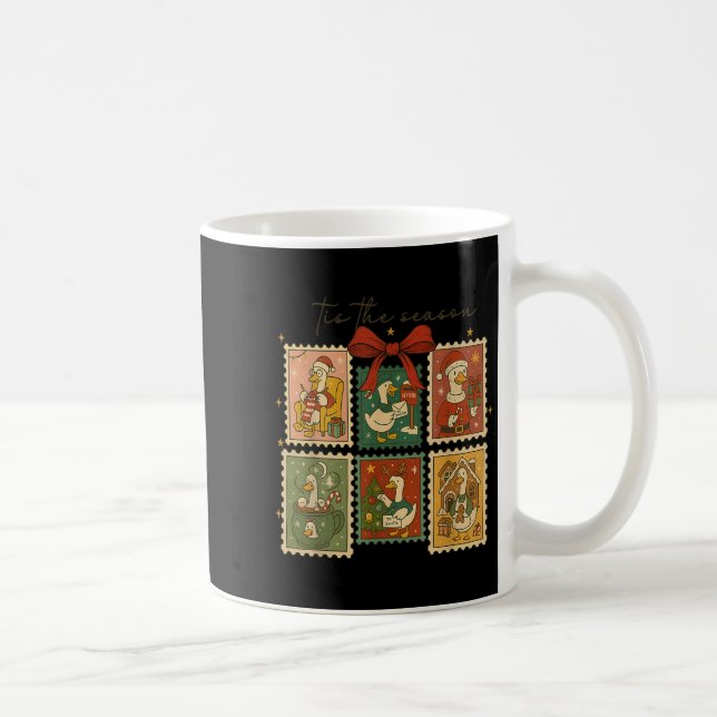 Retro Silly Goose Santa Cute Merry Christmas Tis T Coffee Mug (Right)